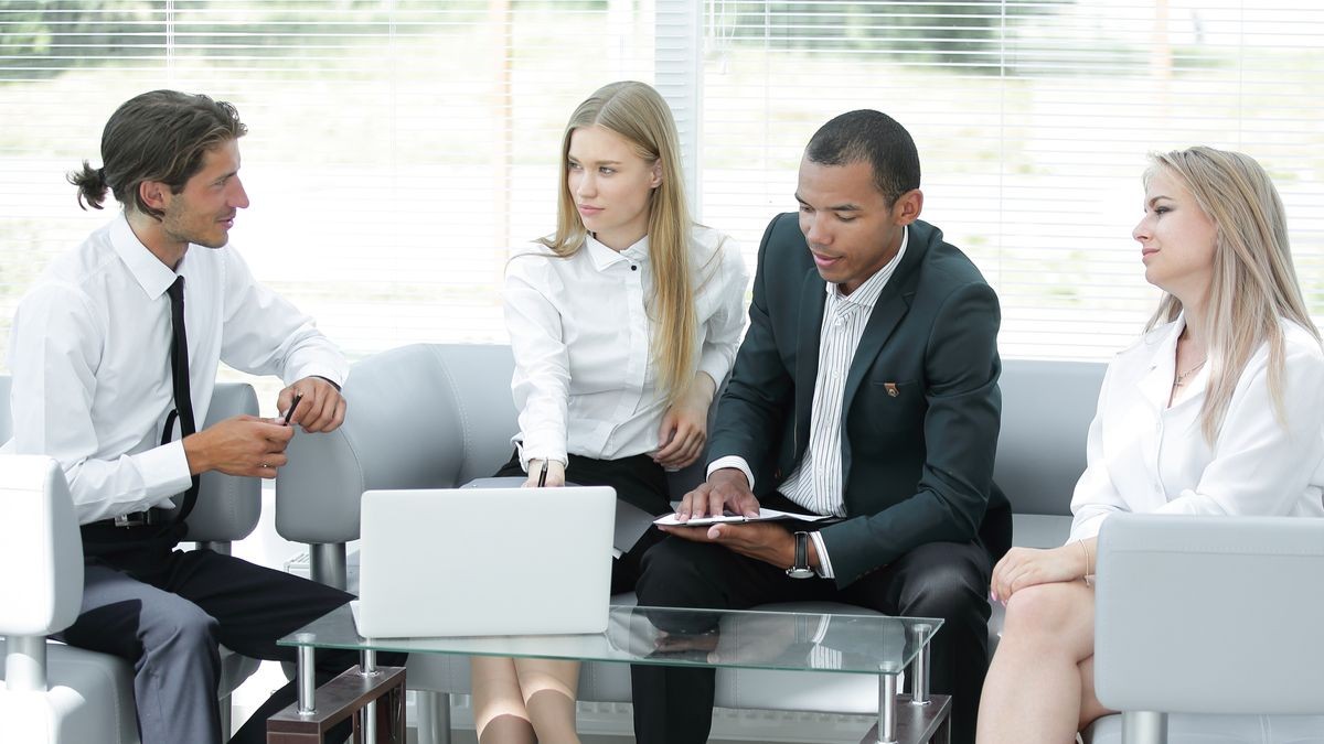 concentrated business team at the workplace thinking about business problems